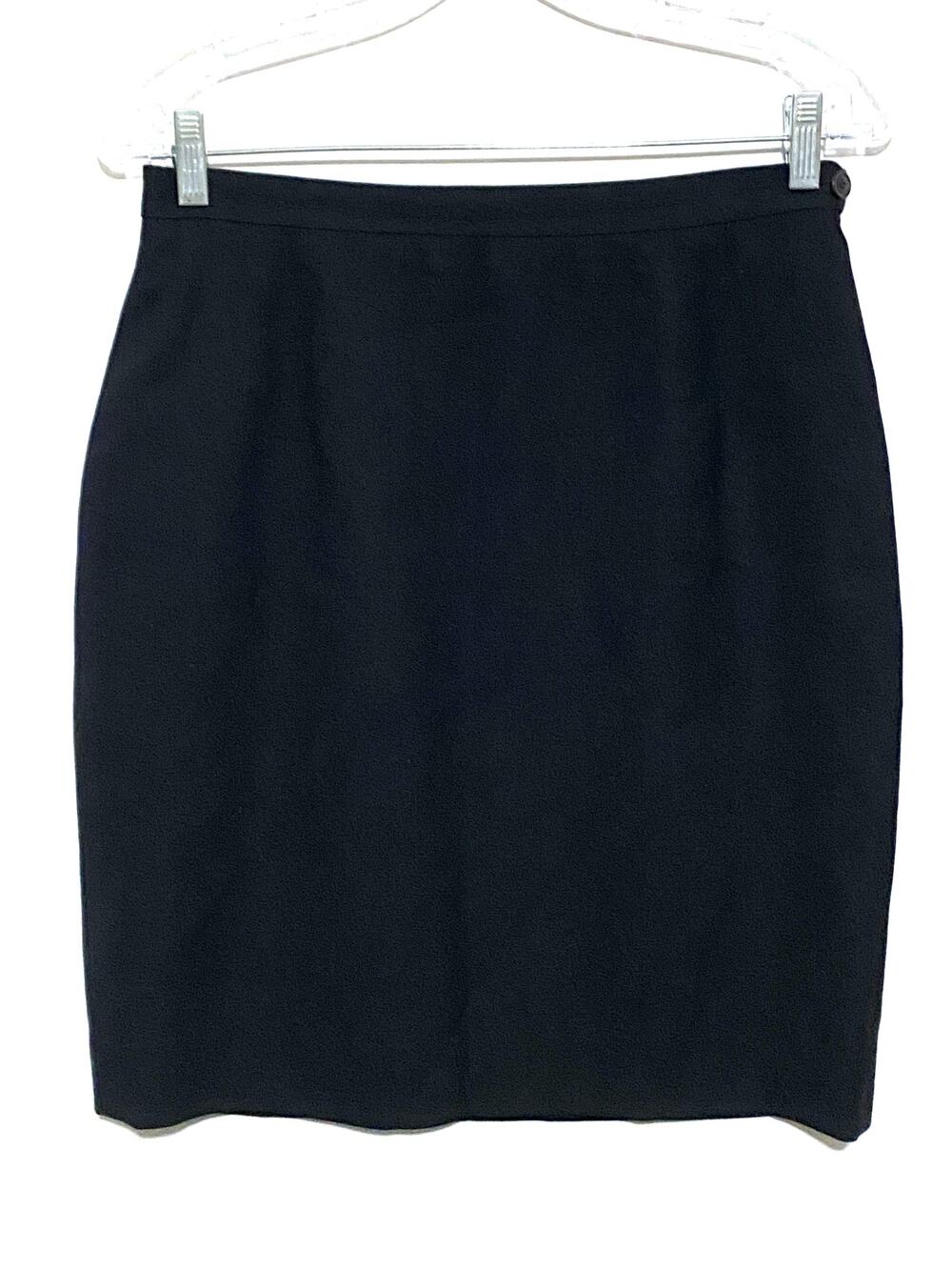 Rena Rowan Black Wool Pencil Skirt Women 8 Lined Side Zip Classic Minimalist